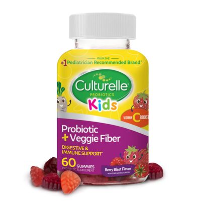 Culturelle Daily Probiotic for Kids + Veggie Fiber Gummies (Ages 3+) - 60 Count - Digestive Health &amp; Immune Support - Berry Flavor with a Vitamin C Boost