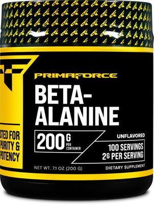 Primaforce Beta Alanine Powder, Unflavored, 200 Grams - Gluten Free, Non-GMO Supplement for Men and Women - Supports Lean Muscle Gain and Aids Recovery