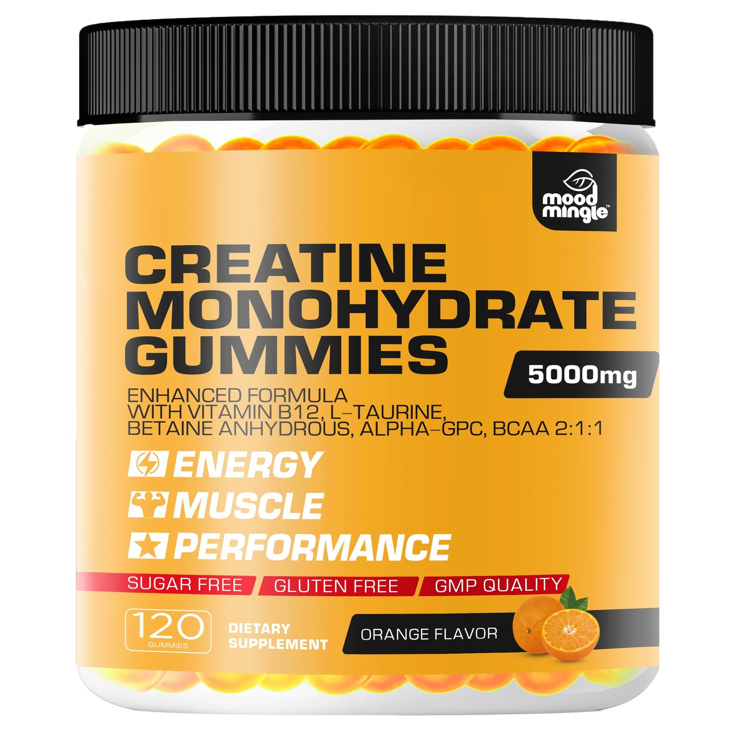 Creatine Monohydrate Gummies 5g for Men Women - Sugar Free Chewable Supplement - Enhanced Formula with L-Taurine Betaine Anhydrous Alpha-GPC BCAA 2:1:1