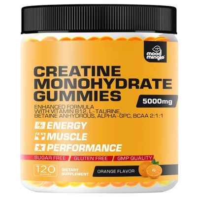 Creatine Monohydrate Gummies 5g for Men Women - Sugar Free Chewable Supplement - Enhanced Formula with L-Taurine Betaine Anhydrous Alpha-GPC BCAA 2:1:1
