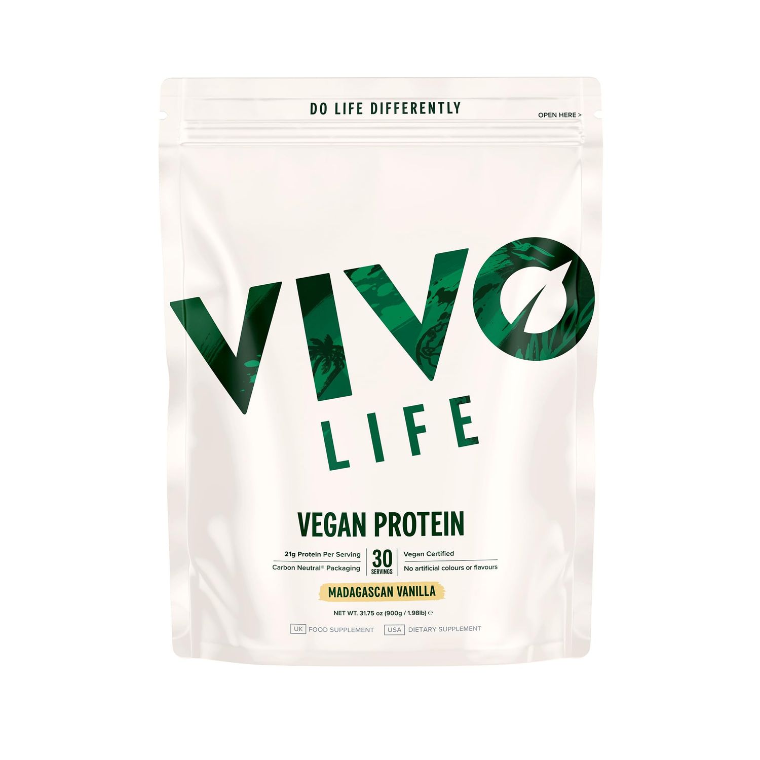 VIVO Vegan Protein Powder - 0.7 oz of Plant-Based Protein per Scoop, 30 Servings (31.7 oz) (Vanilla)