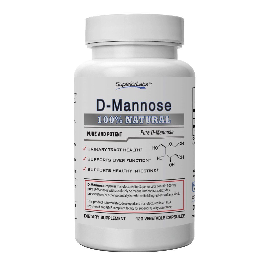 Superior Labs - Best D-Mannose NonGMO Dietary Supplement - 500mg, 120 Vegetable Capsules - Powerful Prebiotic - Boosts Urinary Tract Health - Supports Digestive Health &amp; Liver Function