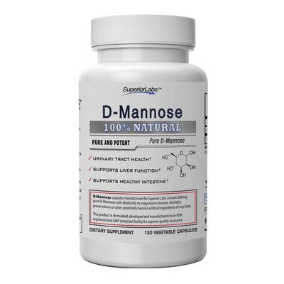 Superior Labs - Best D-Mannose NonGMO Dietary Supplement - 500mg, 120 Vegetable Capsules - Powerful Prebiotic - Boosts Urinary Tract Health - Supports Digestive Health &amp; Liver Function