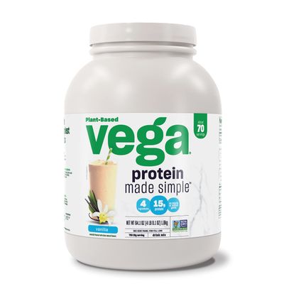 Vega Protein Made Simple Vanilla XL Value Tub (70 Servings) Stevia Free Vegan Protein Powder, Plant Based, Healthy, Gluten Free, Pea Protein for Women and Men, 3.9lbs