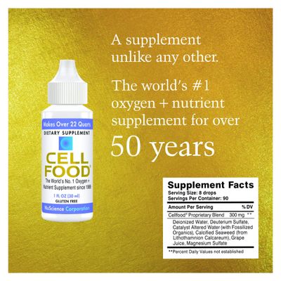 Cellfood Oxygen Boost, 1 fl oz - Liquid Oxygen Supplement for Lymphatic Drainage, Altitude Sickness, Jet Lag, Fatigue, Headaches, Hangovers - Gluten Free, Cert. Kosher - Makes Over 22 Quarts