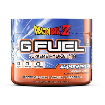 G Fuel Kamehameha Hydration Electrolytes Powder, Water Mix for Hydration, Energy and Focus, Sugar Free, Zero Caffeine Supplement with Essential Minerals, Strawberry Lychee Flavor, 3.4 oz (30 Servings)