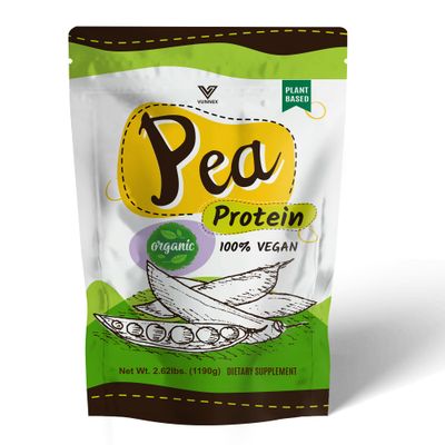 VUNNEX Plant Based - 100% Pure Organic Hydrolyzed Pea Protein Powder - Canada Grown Yellow Pea, Vegan Natural Unflavored, Dairy Free, Gluten Free, Soy Free, Sugar Free, Non-GMO with BCAA 2.62lb