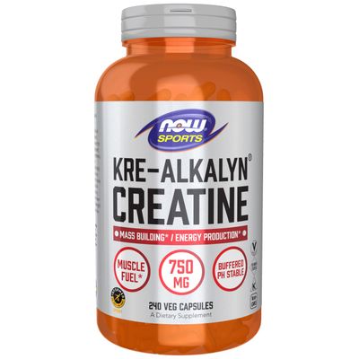 NOW Foods Sports Nutrition, Kre-Alkalyn Creatine 750 mg, Mass Building*/Energy Production*, 240 Veg Capsules