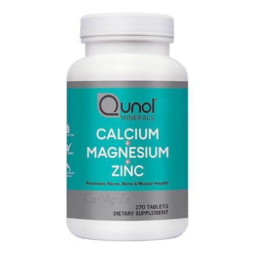Qunol Calcium 3 in 1 Tablets with Calcium, Magnesium &amp; Zinc for Immune Support, Bone, Nerve, and Muscle Health Supplement, 270 Count