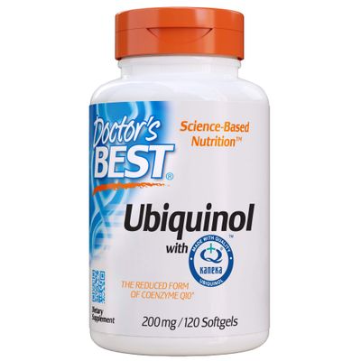 Doctor&#39;s Best Ubiquinol with Kaneka QH, Enhances Cellular Energy, Antioxidant, Non-GMO, Gluten &amp; Soy Free, 200 mg, 120 Count