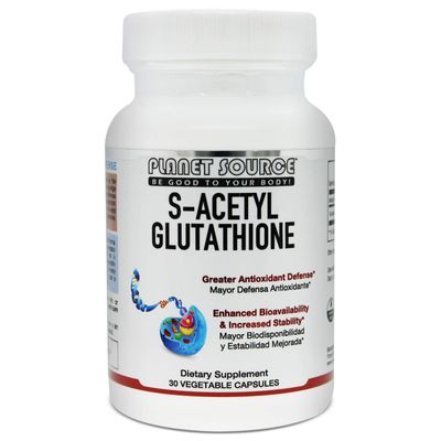 Planet Source S-Acetyl Glutathione (Food Grade) Supplement - Best Detox - Supports Healthy Aging, Liver Detox, and Cell Function - High Absorbtion Small Vegetarian Capsules