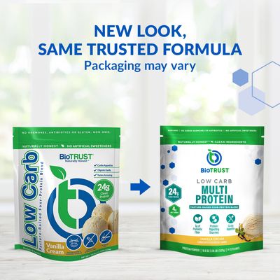 BioTrust Low Carb Protein Powder - Natural and Delicious Whey & Casein Blend from Grass-Fed Hormone Free Cows - Non GMO, Soy Free, Gluten Free, Hormone Free (Vanilla)