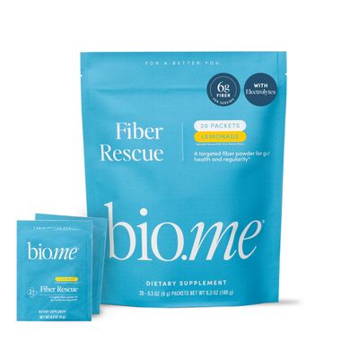 Fiber Rescue Lemonade 20 Count Travel Packs - Psyllium Husk Powder for Digestive Health &amp; Bloating Relief, Gluten Free, Sugar Free Prebiotic Soluble Fiber Powder, Non-GMO Fiber Supplement Powder