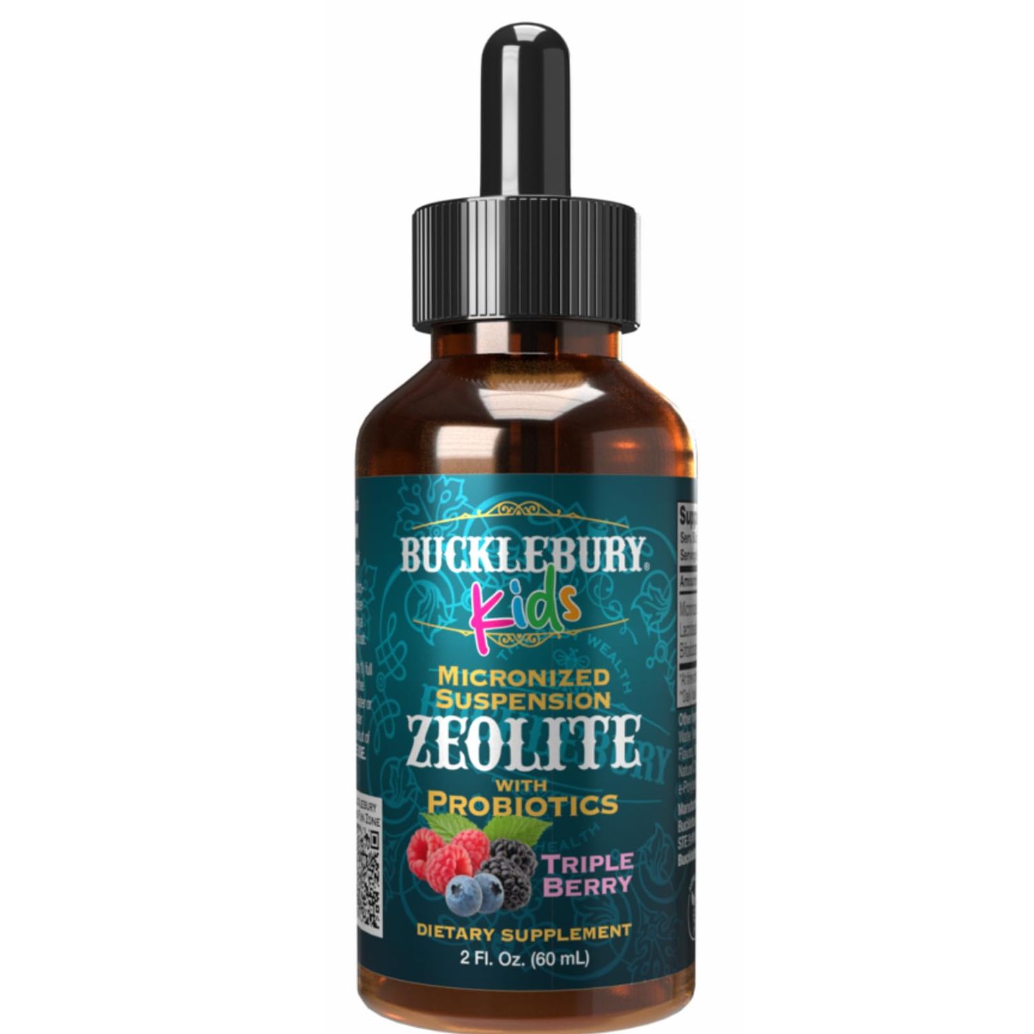 BUCKLEBURY Zeolite for Kids - Delicious Berry-Flavored Zeolite Liquid Suspension with Probiotics - Natural Support for Kids&#39; Health - 2 Fl Oz