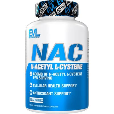 Evlution Nutrition NAC N-Acetyl L-Cysteine - 600mg N-Acetyl L-Cysteine Per Serving - Antioxidant Support - Health Support - Dietary Supplement - Vegan &amp; Gluten Free - 60 Veggie Capsules - 60 Servings