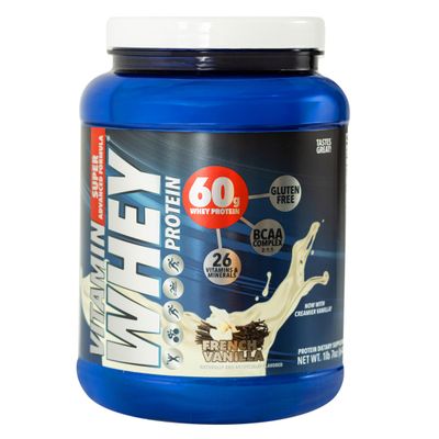 Whey Protein Powder, French Vanilla, 60g Protein, Gluten-Free, BCAA Complex, 26 Vitamins &amp; Minerals