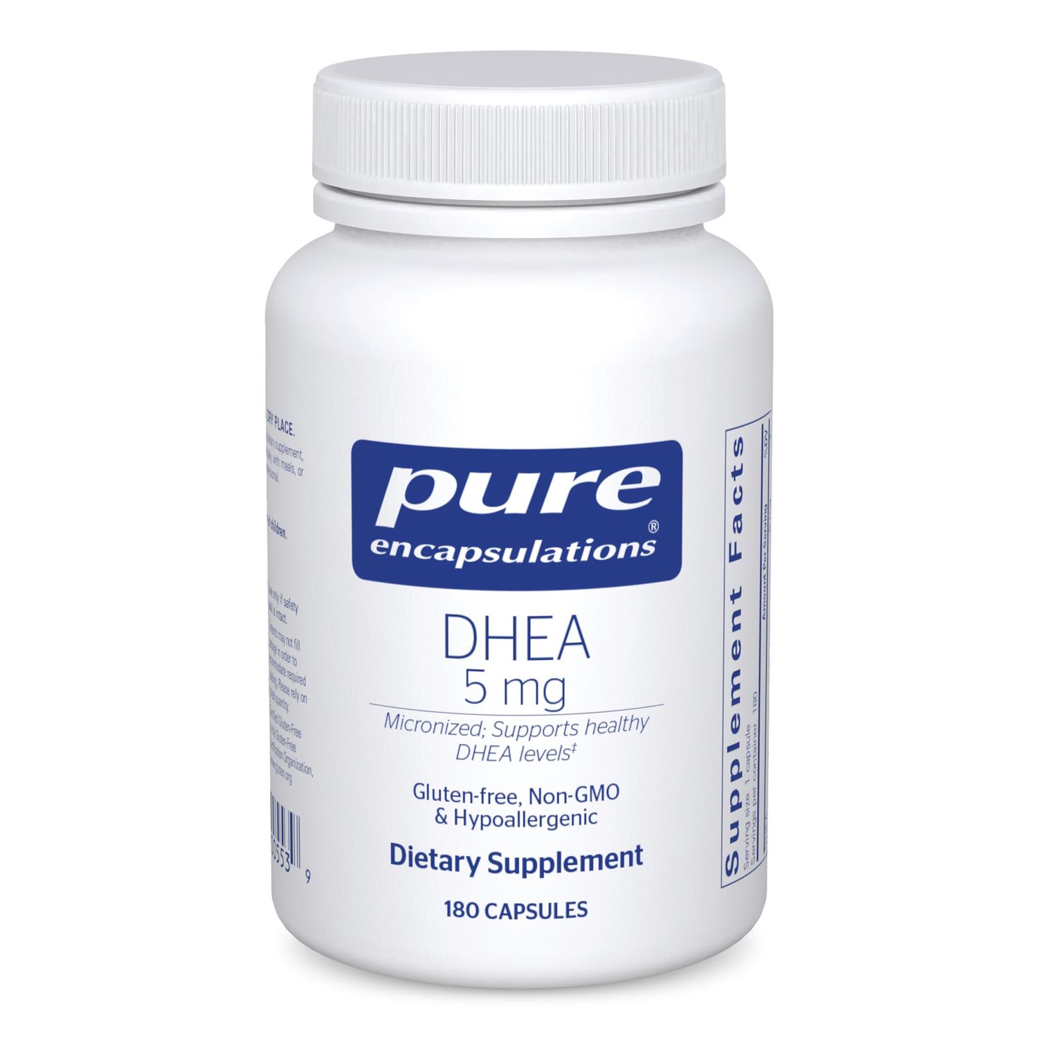 Pure Encapsulations DHEA 5 mg - Immune Support &amp; Hormones Balance* - Micronized DHEA - Gluten Free &amp; Vegan - 180 Capsules