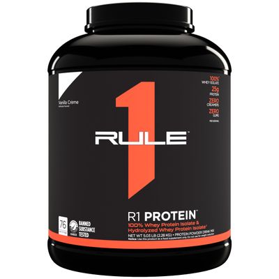 Rule One Proteins R1 Protein - 25g Fast-Acting, Super-Pure 100% Isolate and Hydrolysate Protein Powder with 6g BCAAs (5 Pounds*, Vanilla Crme)