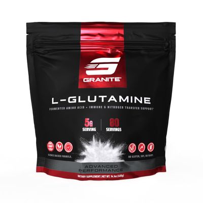 Granite L-Glutamine Powder | Fermented Amino Acid Supplement | 80 Servings | Supports Muscle Recovery, Gut Health, and Overall Wellness | Vegan Friendly | Third Party Tested