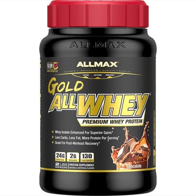 ALLMAX Gold ALLWHEY, Chocolate - 2 lb - 24 Grams of Protein Per Scoop - Gluten Free, Low Carb &amp; Low Sugar - Approx. 30 Servings