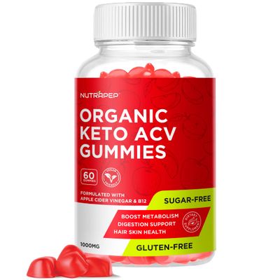 NutraPep Organic Keto ACV Gummies - Gluten-Free &amp; Sugar-Free Apple Cider Vinegar Supplement for Women Men (1000MG)