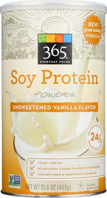 365 Everyday Value, Soy Protein Powder, Unsweetened Vanilla Flavor, 15.63 oz