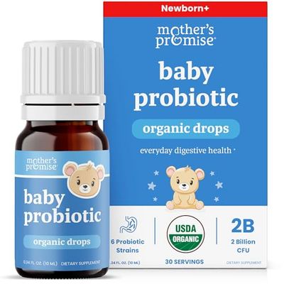 USDA Organic Baby Probiotic Drops for Infants | Helps with Colic, Reflux, Gas &amp; Constipation Relief | Digestion &amp; Immune Support for Newborns + | Ages 0-24 Months, Liquid Probiotics for Babies