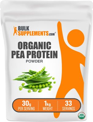 BulkSupplements.com Organic Pea Protein Powder - Vegan Protein Powder, Pea Protein Powder - Unflavored, Plant Based Protein - Gluten Free, 30g per Serving, 1kg (2.2 lbs) (Pack of 1)