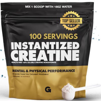 Instantized Creatine Monohydrate Gains in Bulk, Worlds First 100% Soluble Creatine for Strength, Performance, and Muscle Building (100 Servings)