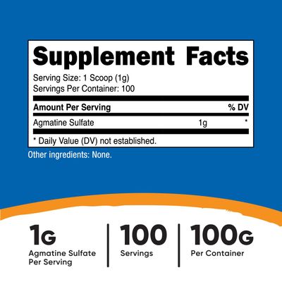 Nutricost Agmatine 100 Grams - Pure Agmatine Powder 100 Servings (Agmatine Sulfate)