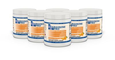 L-ARGININE PRO | L-arginine Supplement Powder | 5,500mg of L-arginine Plus 1,100mg L-Citrulline (6 Jars, Orange)