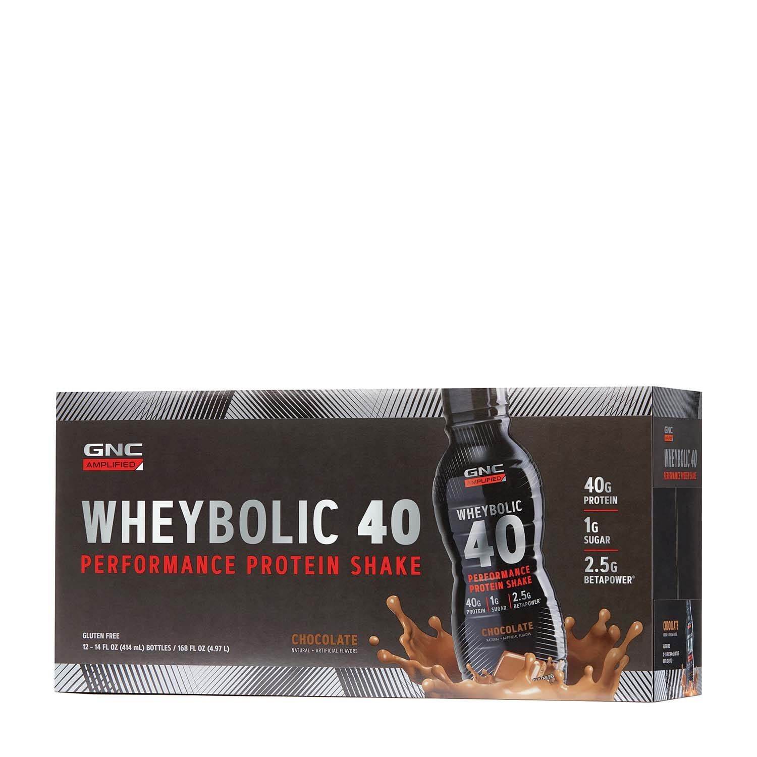 GNC AMP Wheybolic 40 | Meal Replacement Shake | Chocolate | 12 Count