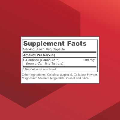 Protocol L-Carnitine 500mg - Cell Energy Metabolism - Exercise Performance, Recovery - 60 Veg Caps