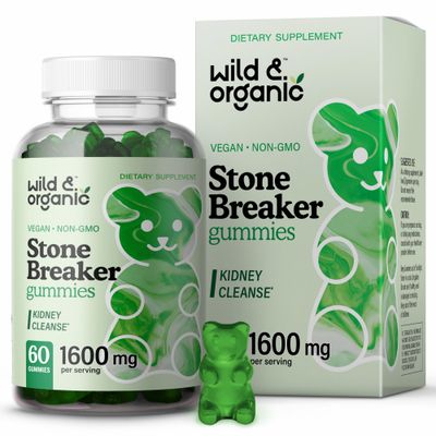 Wild &amp; Organic Chanca Piedra Stone Breaker Gummies 1600mg - Kidney Cleanse Detox - Kidney Stones Dissolver w/Chanca Piedra - 60 Chanca Piedra Kidney Support &amp; Gallbladder Cleanse Gummies