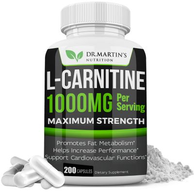 DR. MARTIN&#39;S NUTRITION Extra Strength L-Carnitine - 200 Capsules - 1000mg Per Serving - Boost Your Metabolism and Increase Performance