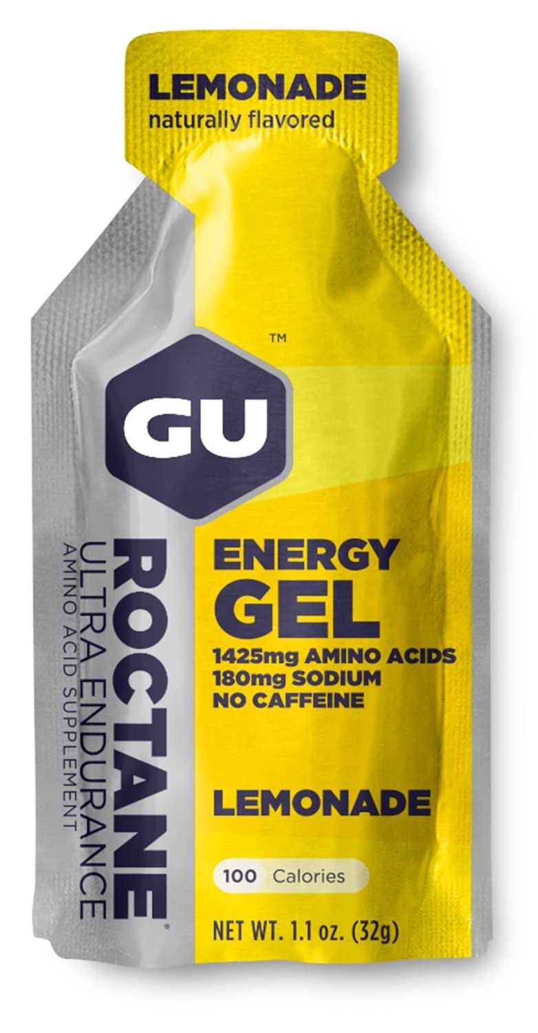 GU Energy Roctane Ultra Endurance Energy Gel, Vegan, Gluten-Free, Kosher, and Dairy-Free On-The-Go Sports Nutrition for Running, Biking, Hiking or Skiing, 24-Count, Lemonade