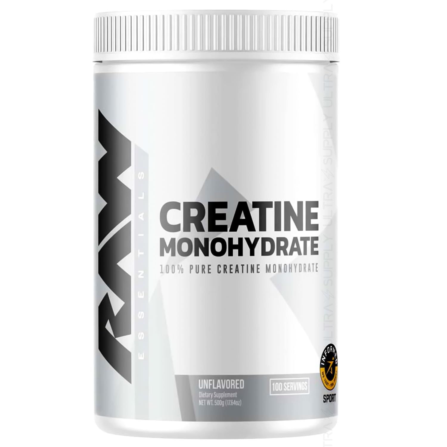Raw Creatine Monohydrate Powder, 100 Servings, Unflavored, 510g - Micronized Creatine for Muscle Strength, Recovery &amp; Performance