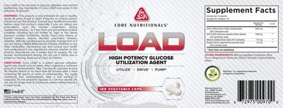 Core Nutritionals Load Platinum High Potency Glucose Utilization Agent with Berberine+Green Coffee Extract to Promote Carbohydrate Absorption and Glucose Disposal, (180 Caps)