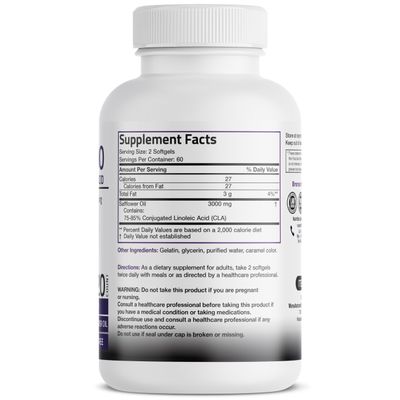 Bronson CLA 3000 Extra High Potency Supports Healthy Weight Management Lean Muscle Mass Non-Stimulating Conjugated Linoleic Acid 120 Softgels