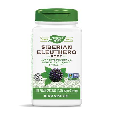 Nature&#39;s Way Premium Herbal Siberian Eleuthero, 1,275 mg per serving, 180 Vegan Capsules