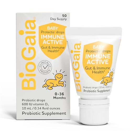 BioGaia Immune Active Baby Probiotic Drops + Vitamin D | for Digestive &amp; Immune Health | for Babies &amp; Toddlers 0-36 Months | Pediatrician Trusted | Allergen, Dairy, Soy &amp; Gluten Free | 50 Day Supply