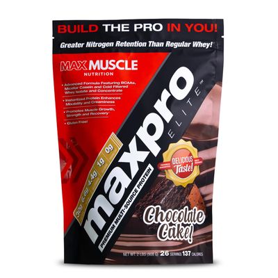 Max Muscle Maxpro Elite Premium Multi-Sourced Protein | Bcaas, Micellar Casein, Cold Filtered Whey Isolate and Concentrate | Promotes Muscle Growth, Strength and Recovery (2lb)