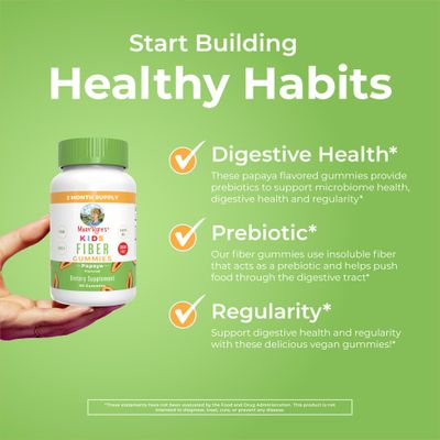 MaryRuth Organics Nutritional Supplement, 2 Month Supply, Sugar Free, Prebiotic, for Kids Ages 2+, Gut Health and Digestion Support, 3g Soluble Fiber Per Gummy, 60 Count