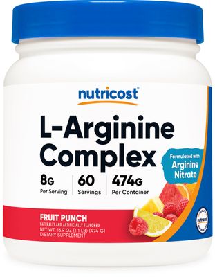 Nutricost L-Arginine Complex (Fruit Punch, 60 Servings) - Gluten Free, Non-GMO