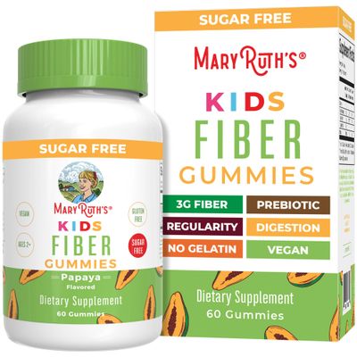 MaryRuth Organics Nutritional Supplement, 2 Month Supply, Sugar Free, Prebiotic, for Kids Ages 2+, Gut Health and Digestion Support, 3g Soluble Fiber Per Gummy, 60 Count