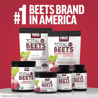 FORCE FACTOR Total Beets Blood Pressure Support Beet Root Capsules, 1800mg Organic Beet Root Powder Beet Supplement to Support Circulation and Blood Flow, 90 Vegetable Capsules
