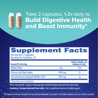 Florastor Select Pro + Pre Daily Probiotic & Prebiotic Supplement for Women and Men, Boosts Good Bacteria, Saccharomyces Boulardii CNCM I-745 (30 Capsules) (Pack of 1)