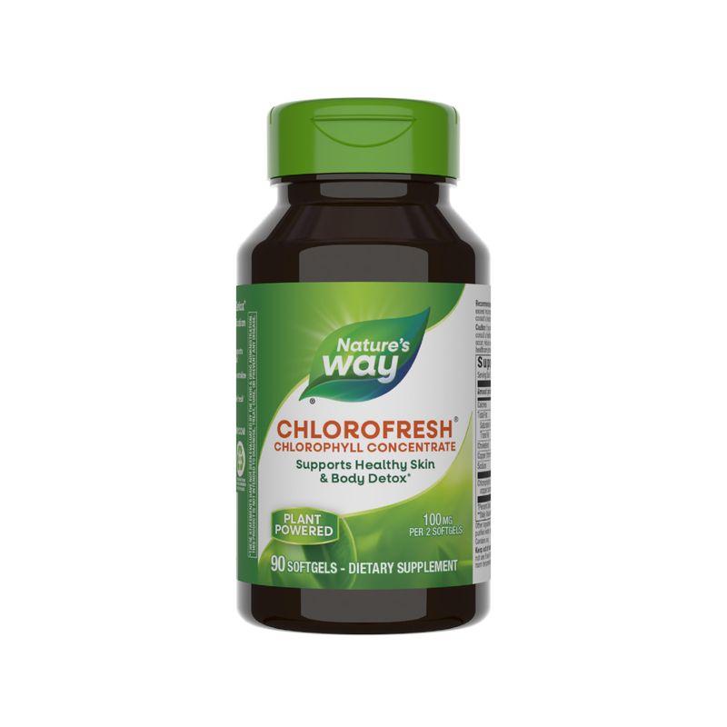 Natures Way Chlorofresh Chlorophyll Concentrate, Supports Detox Pathways*, Chlorophyllin Copper Complex, Supports Healthy Skin*, Internal Deodorant*, 90 Softgels (Packaging May Vary)