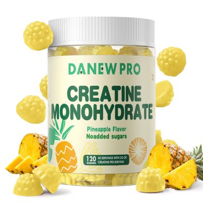 DANEW PRO Creatine Monohydrate Gummies 5000mg for Men &amp; Women, Creatine Monohydrate for Muscle Strength, Muscle Builder, Energy Boost, Pre-Workout Supplement(120 Count)-Pineapple Flavor