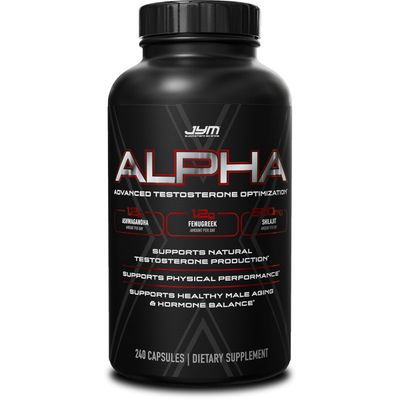 Alpha JYM X Advanced Hormone Optimization, Vitality, Optimization, DHEA, Ashwagandha, Boron, Shilajit, Fenugreek, Eurycoma, Damiana, Quercetin, DIM, JYM Supplemental Science, 240 Vegetarian Capsules